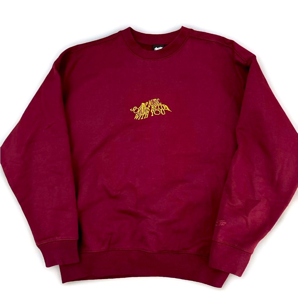 Men’s NY Trap Music Crewneck Sweatshirt - New - Small - Maroon